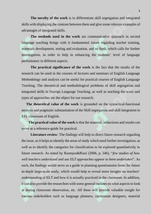 Skill segregation and skill integration in EFL classroom 6