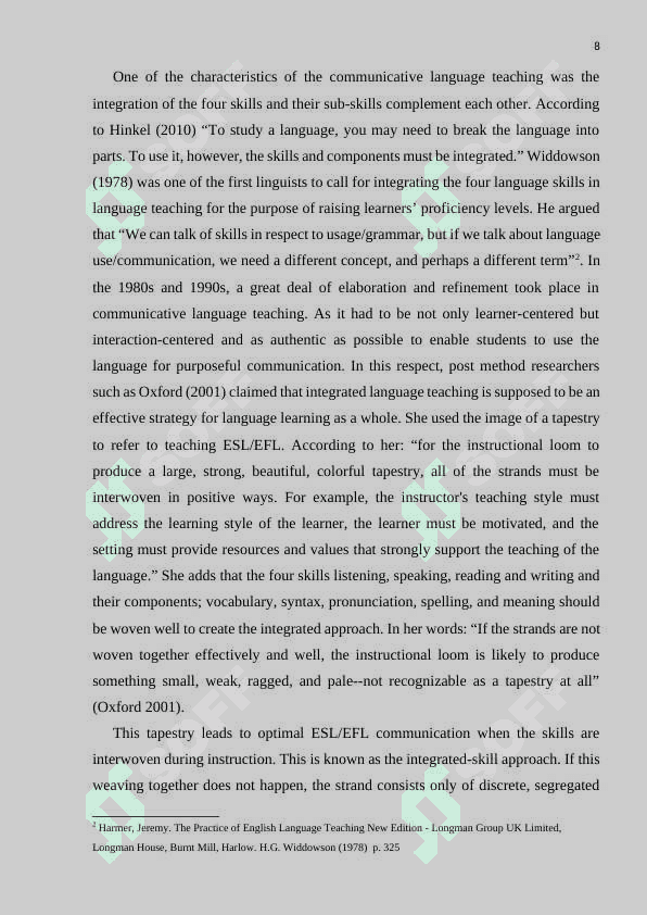 Skill segregation and skill integration in EFL classroom 8
