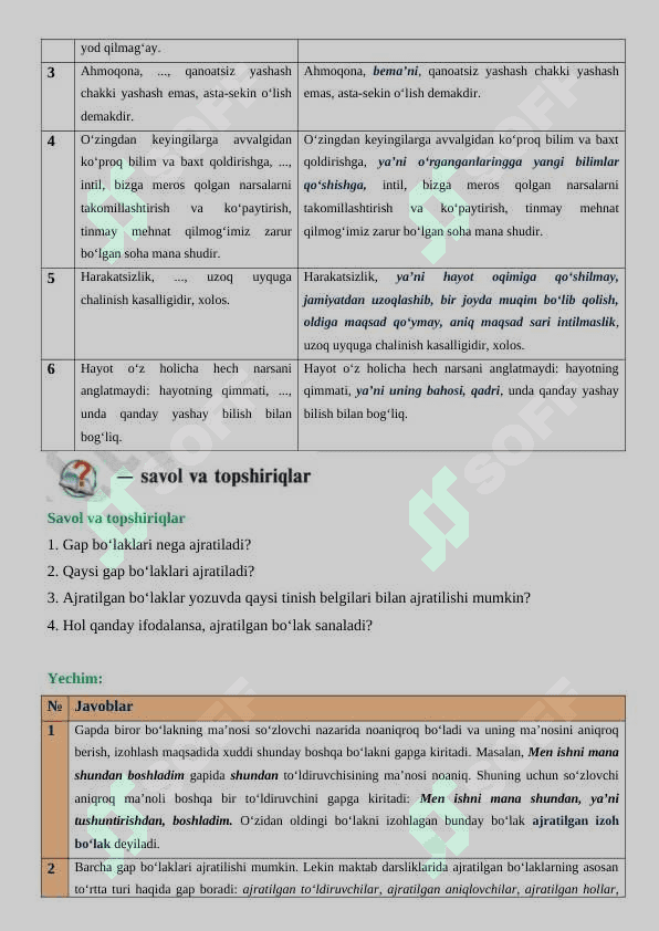 AJRATILGAN BO‘LAKLI GAPLAR 6