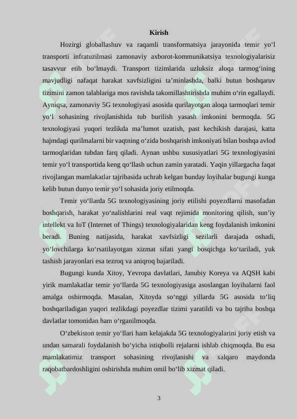 Temir yo‘l transportida 5G texnologiyasiga asoslangan aloqa tarmoqlari 3