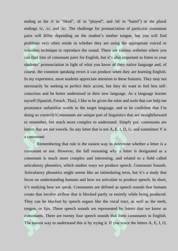 Consonants in the language being studied 8