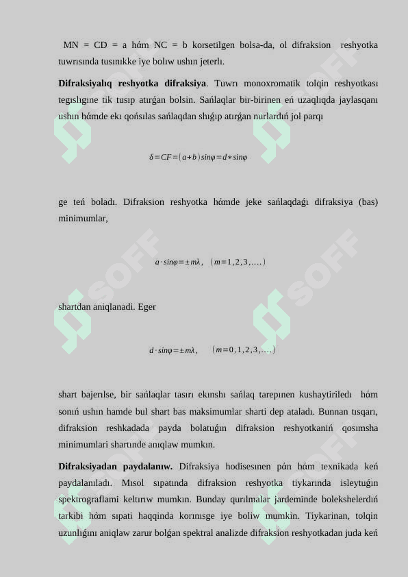 Difraksialıq   reshyotka  hάm onıń islew prinsipi 8