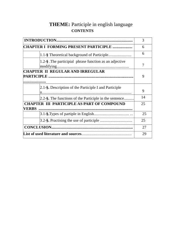Participle in english language