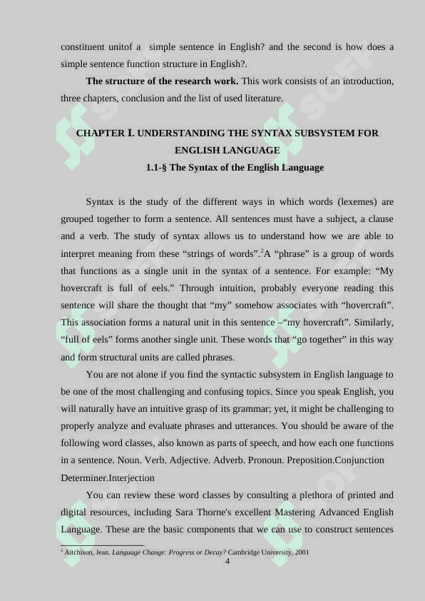SYNTAX IN THE LANGUAGE BEING STUDIED SIMPLE SENTENCE AND PHRASE SENTENCE 4