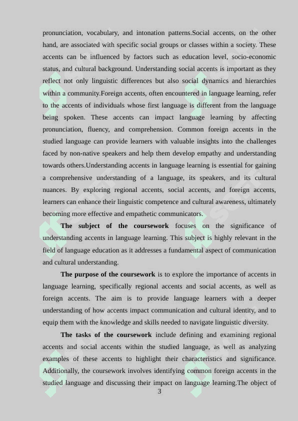 Types of accents in the studied language 3