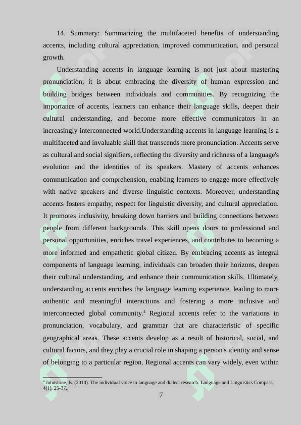 Types of accents in the studied language 7