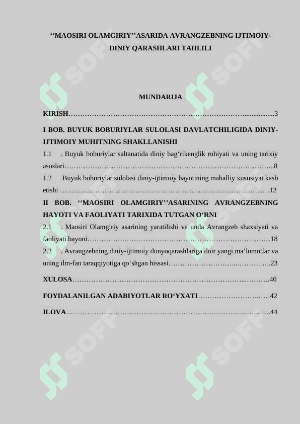 ‘‘MAOSIRI OLAMGIRIY’’ASARIDA AVRANGZEBNING IJTIMOIY-DINIY QARASHLARI TAHLILI 2