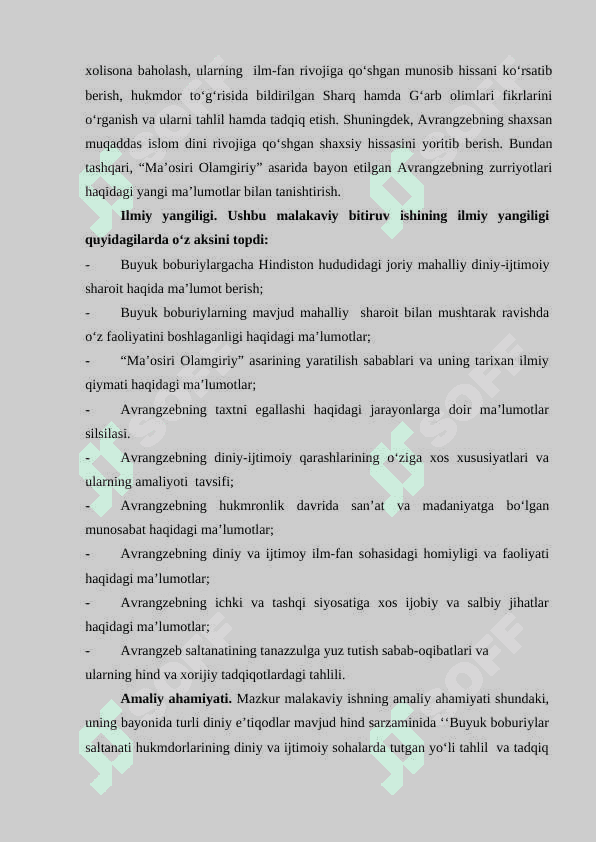 ‘‘MAOSIRI OLAMGIRIY’’ASARIDA AVRANGZEBNING IJTIMOIY-DINIY QARASHLARI TAHLILI 6