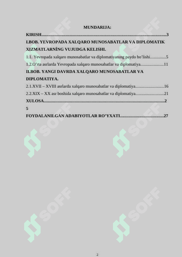 YEVROPADA DIPLOMATIK XIZMATLARNI VUJUDGA KELISHI 2