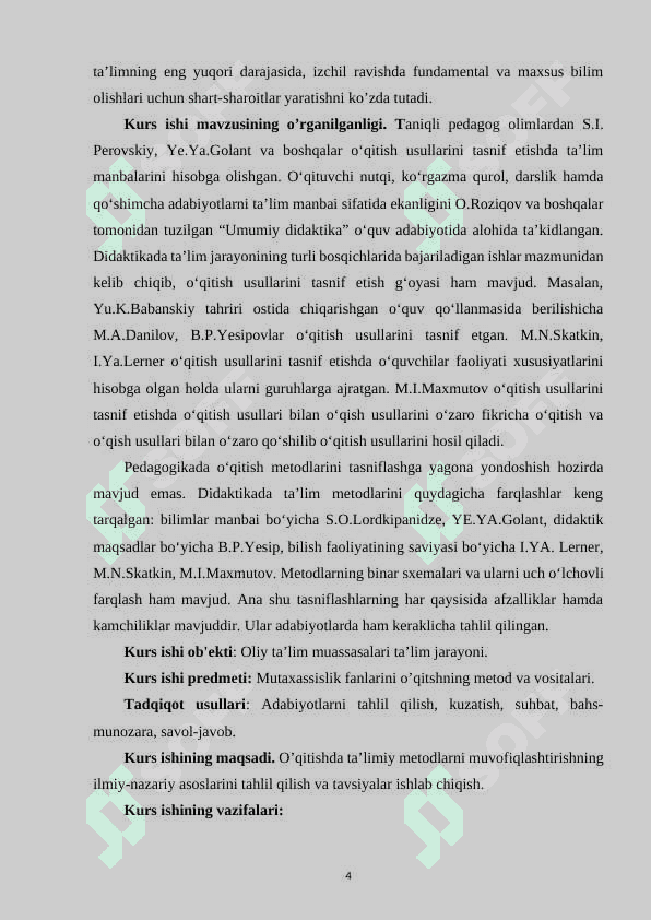 Mutaxassislik fanlarini o’qitish metod va vositalari 4