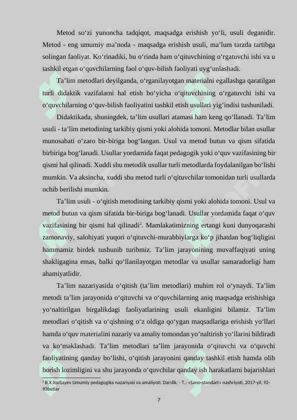 Mutaxassislik fanlarini o’qitish metod va vositalari 7