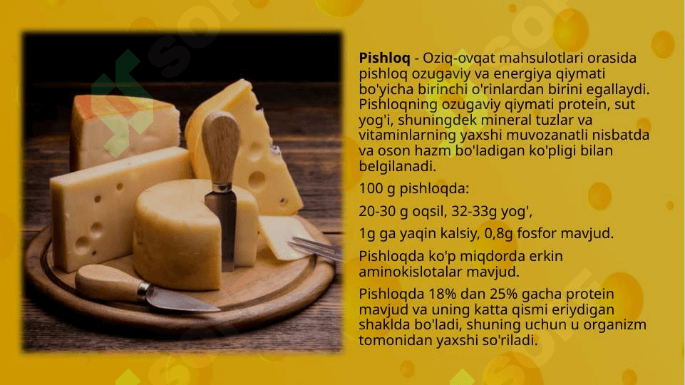 Pishloq mahsulotlarini organoleptik baholash 4