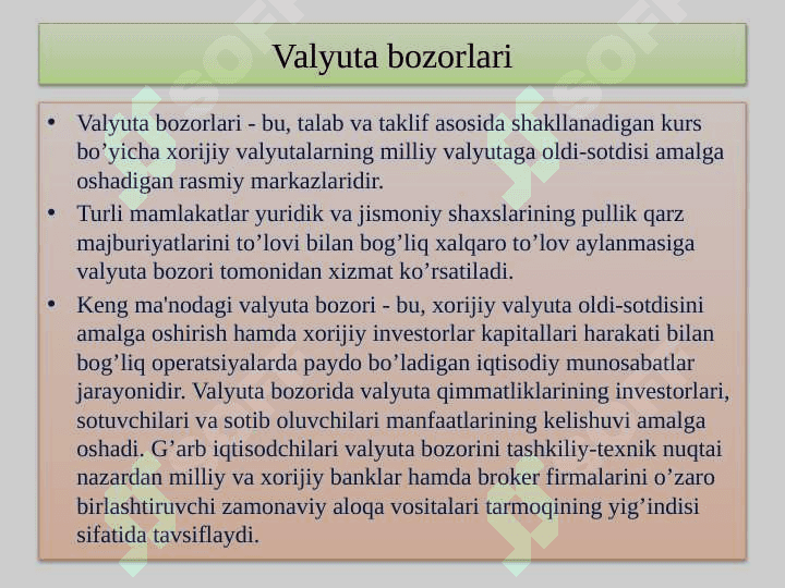 Xalqaro valyuta opratsiyalari va valyuta bozori 8