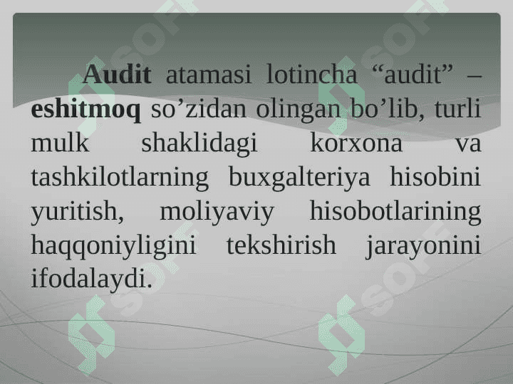 Bank auditining tashkil qilinishi va turlari 2