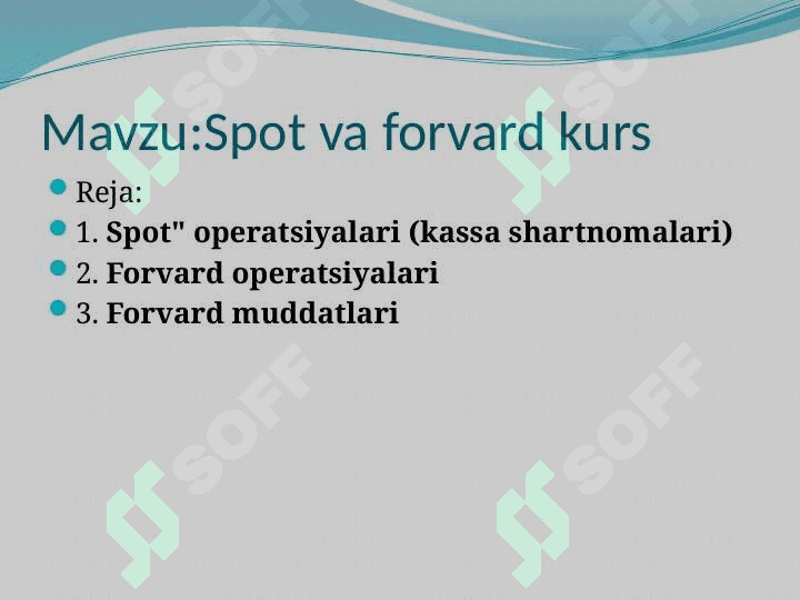 Spot va Forvard kurs 2