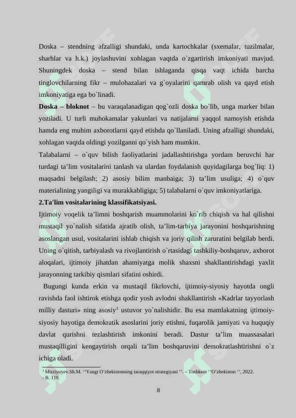 O’RTA ASR OSIYO HUNARMANDCHILIGI 8