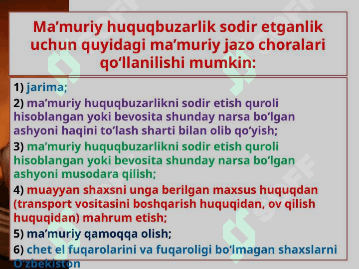 Ma'muriy jazo turlari 2