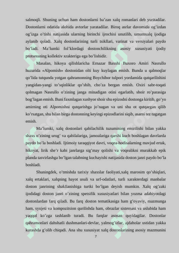 To’maris, Shiroq qissalari Alpomish kabi xalq dostonlari, ertaklarida milliy qahramon va milliy mafkura muammosining xalqparvarlik  va vatanparvarlik g’oyalari 7