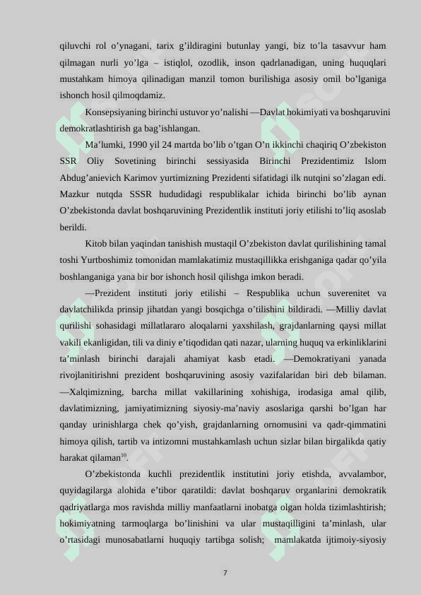 DEMOKRATIK HUQUQIY DAVLATNI SHAKLLANTRISH YO’LI. 7