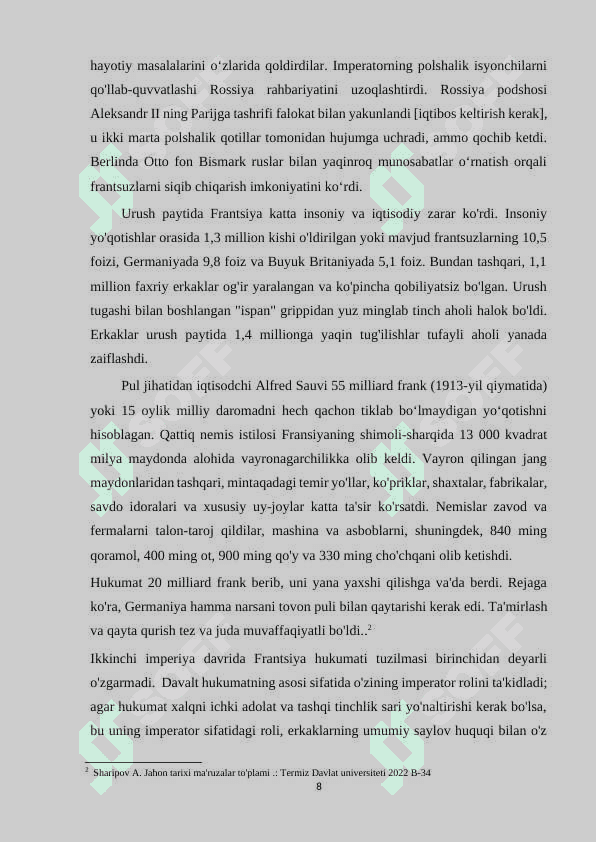 IKKINCHI JAHON URUSHI ARAFASIDA FRANSIYA 8