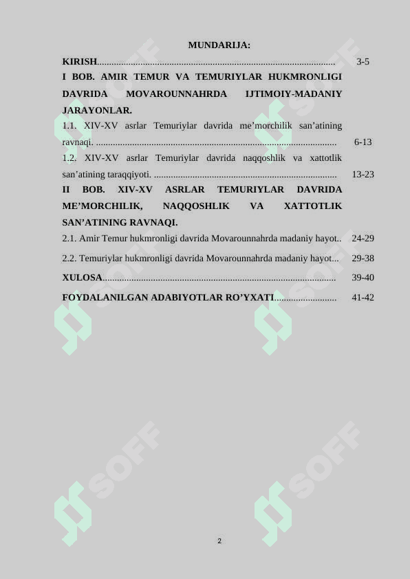 Amir Temur va temuriylar davrida Movarounnahrda madaniy rivojlanish 2