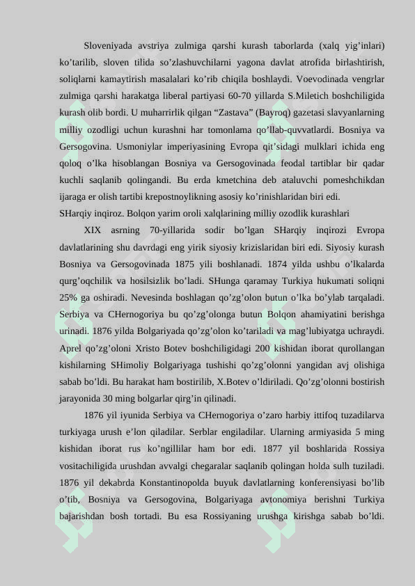XIX asr 1-yarmida Bolqon yarimoroli xalqlarining Usmoniylar imperiyasiga qarshi kurashi 7