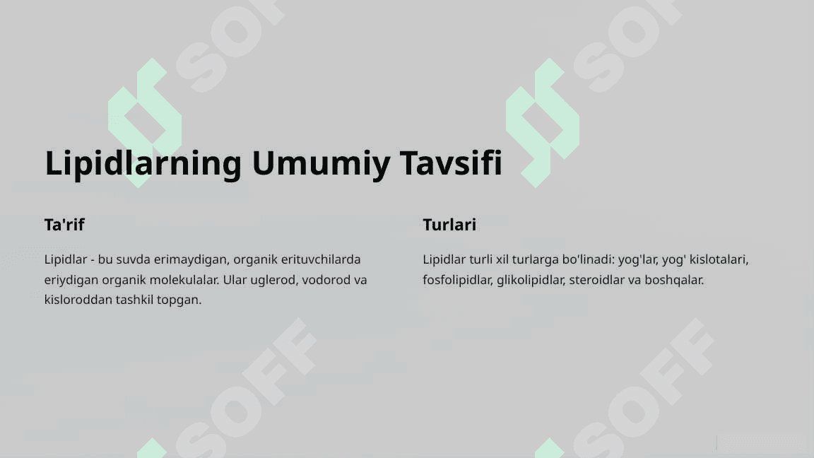 Odam To'qimasi Lipidlarining Tuzilishi va Tasnifi 2
