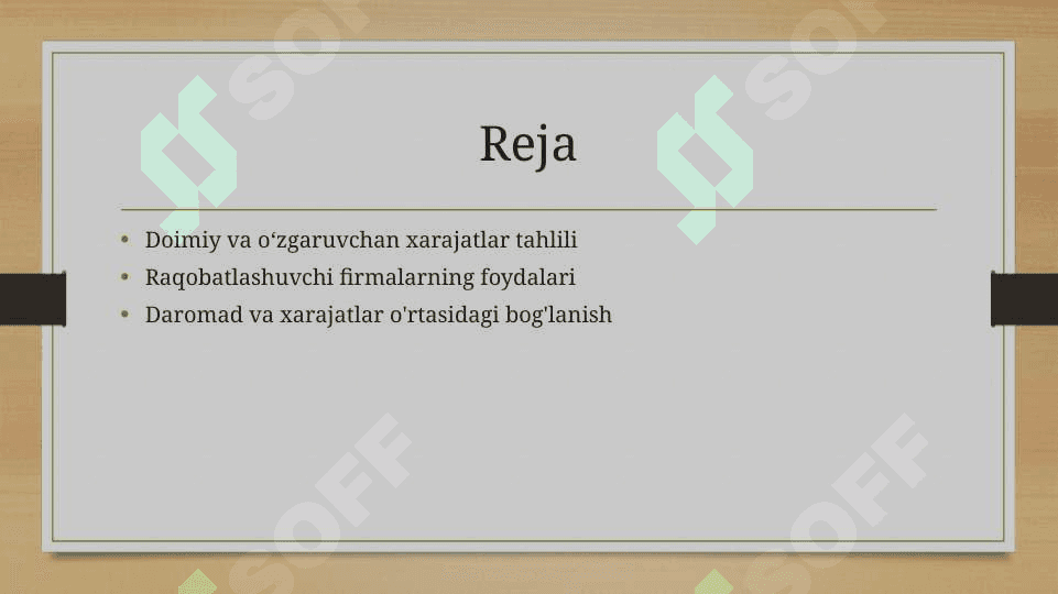 Doimiy va oʻzgaruvchan xarajatlarDoimiy va oʻzgaruvchan xarajatlar 2