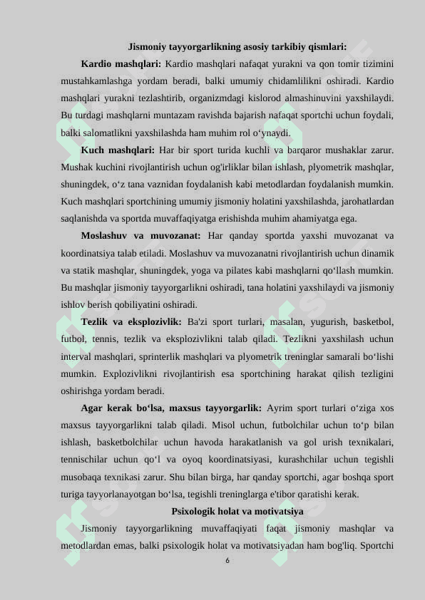 Sport mashg‘ulotlari tizimida  tayyorgarlik mashqlari 6