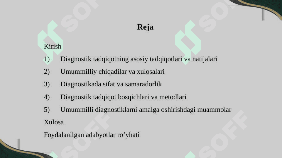 Diagnostik tadqiq etishning umummilliy tamoyillari 2