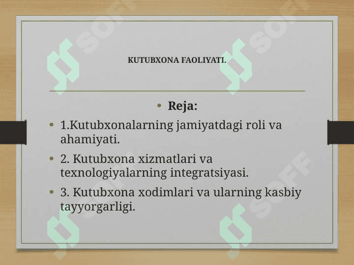 KUTUBXONA FAOLIYATI. 2