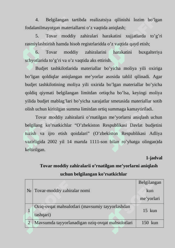 TOVAR MODDIY ZAHIRALAR HISOBI NAZORATINING MAQSADI, VAZIFALAR VA MANBALARI 4
