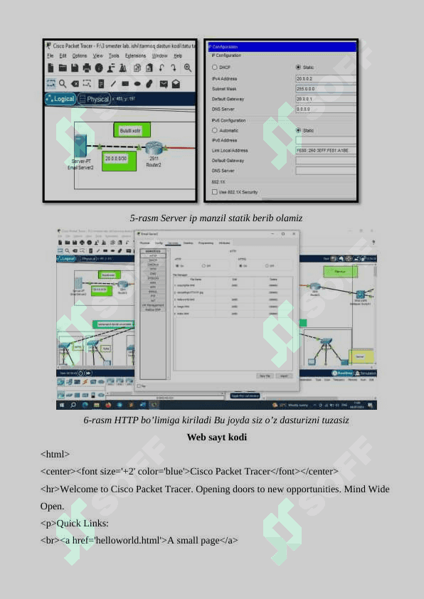 Cisco Packet Tracerda Global kompyuter tarmog’ini yaratish va web sayt shaklini tuzish asosida foydalanish 4