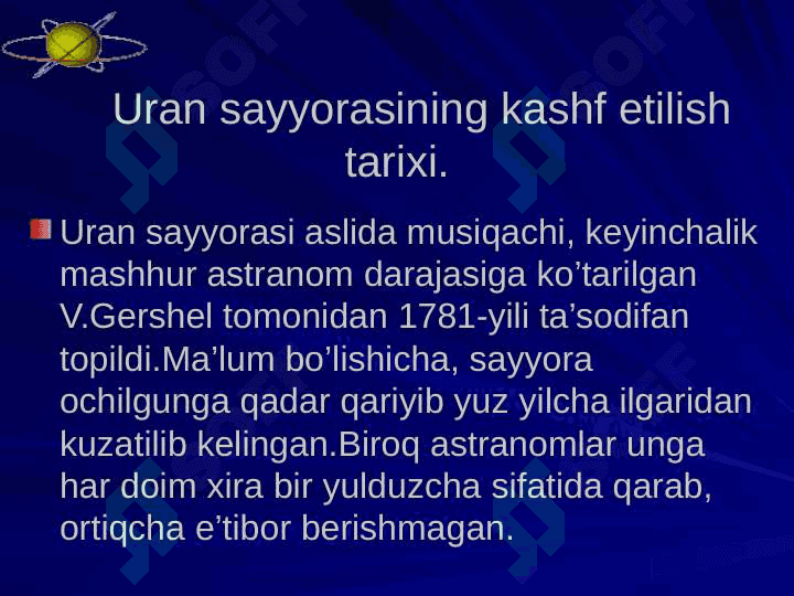 Uran sayyorasini o’rganish usullari 2