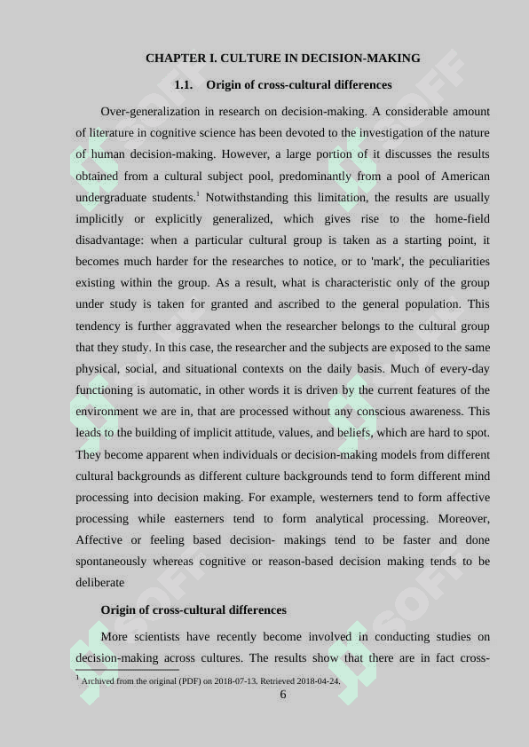 Decision-Making: Cross-Cultural Differences 6