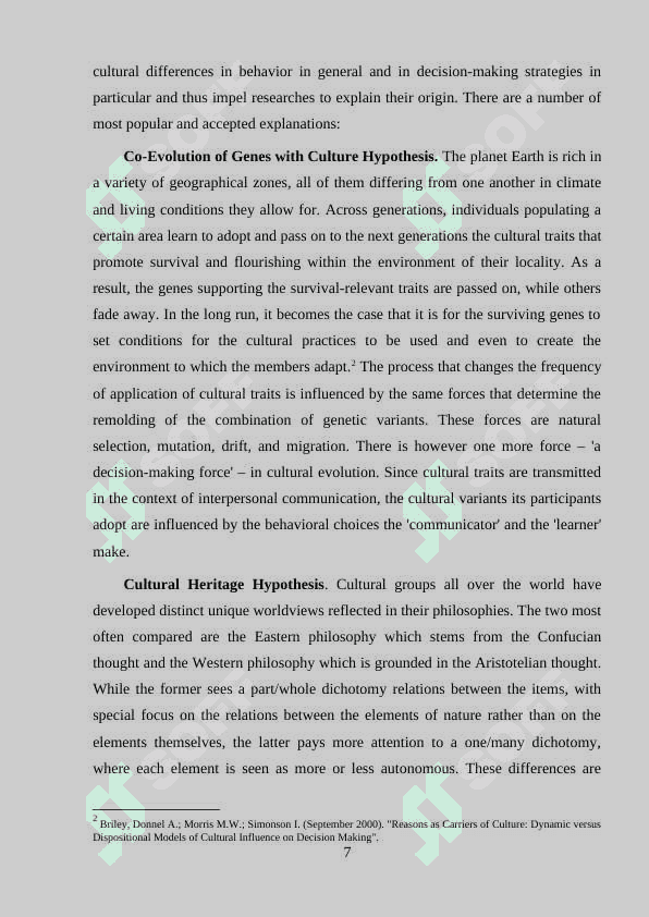 Decision-Making: Cross-Cultural Differences 7