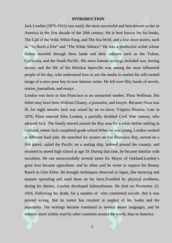 THE ROLE OF JACK LONDON IN THE LITERATURE  OF THE 20TH CENTURY. 3