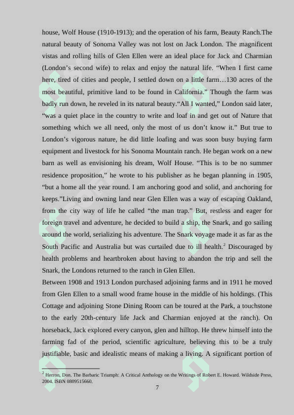 THE ROLE OF JACK LONDON IN THE LITERATURE  OF THE 20TH CENTURY. 7
