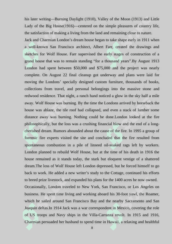 THE ROLE OF JACK LONDON IN THE LITERATURE  OF THE 20TH CENTURY. 8
