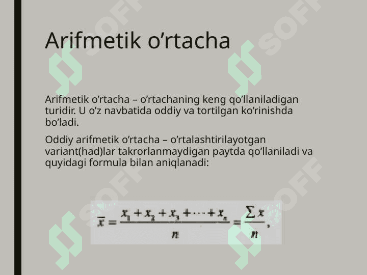 O`RTACHA MIQDORLAR VA VARIATSIYA KO`RSATKICHLARI 3