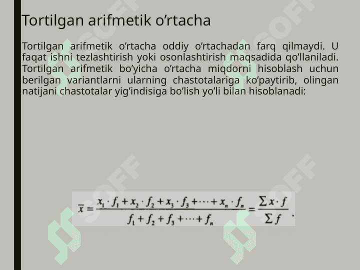 O`RTACHA MIQDORLAR VA VARIATSIYA KO`RSATKICHLARI 4