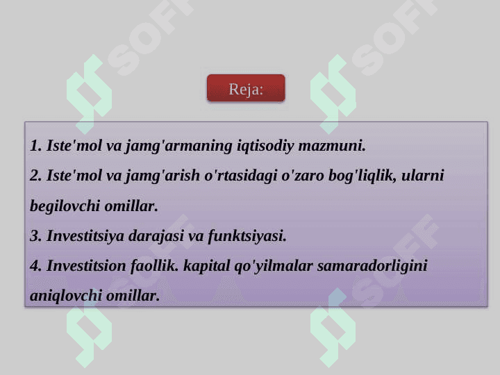 Iste’mol, jamg’arma va investitsiyalar 2