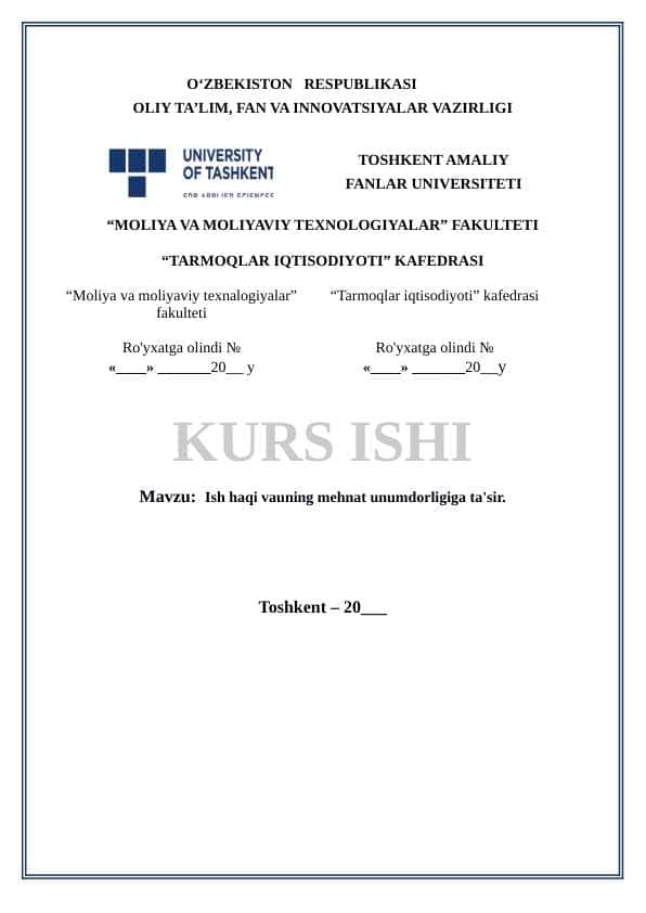 Ish haqi vauning mehnat unumdorligiga ta'sir.