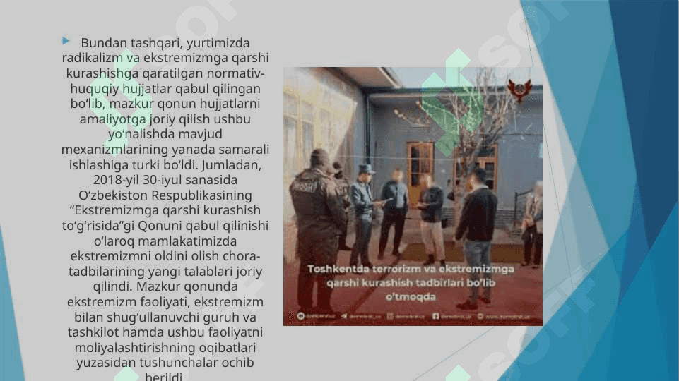 O'zbekiston davlat siyosatida radikal oqimlarga qarshi kurashishning yo'nalishlari 6