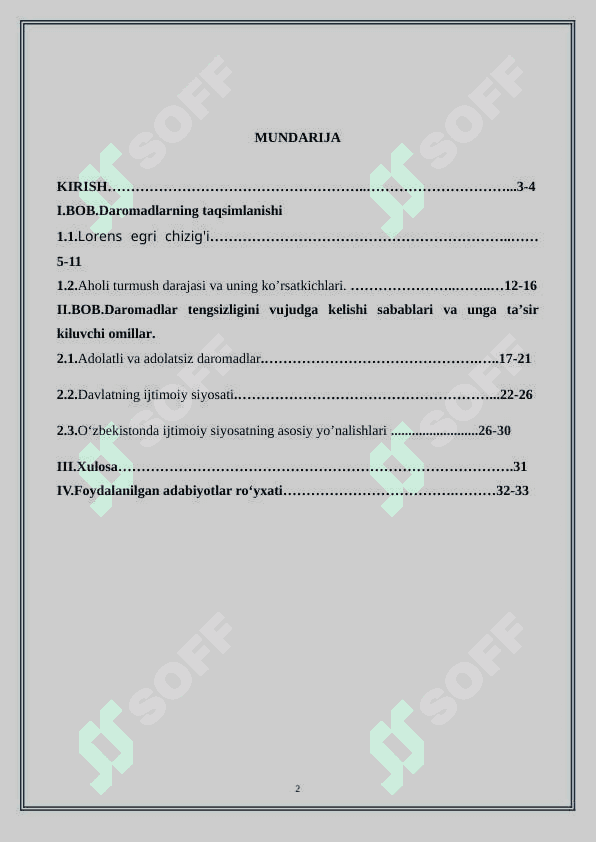 Daromadlarning taqsimlanishi va Lorents egri chizigʻi 2