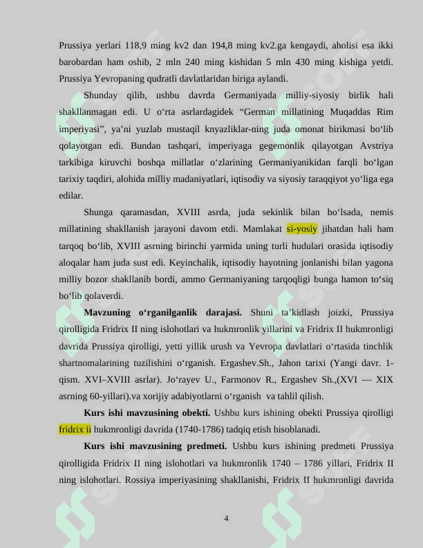 PRUSSIYA QIROLLIGI FRIDRIX II HUKMRONLIGI DAVRIDA (1740-1786) 4