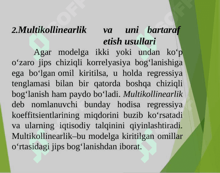 Ko'p omilli ekonometrik taxlil 8