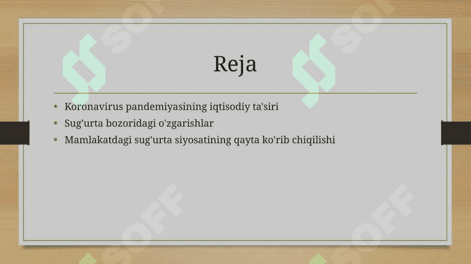 Koronavirus pandemiyasining mamlakat sug’urta bozoriga ta’siri 2