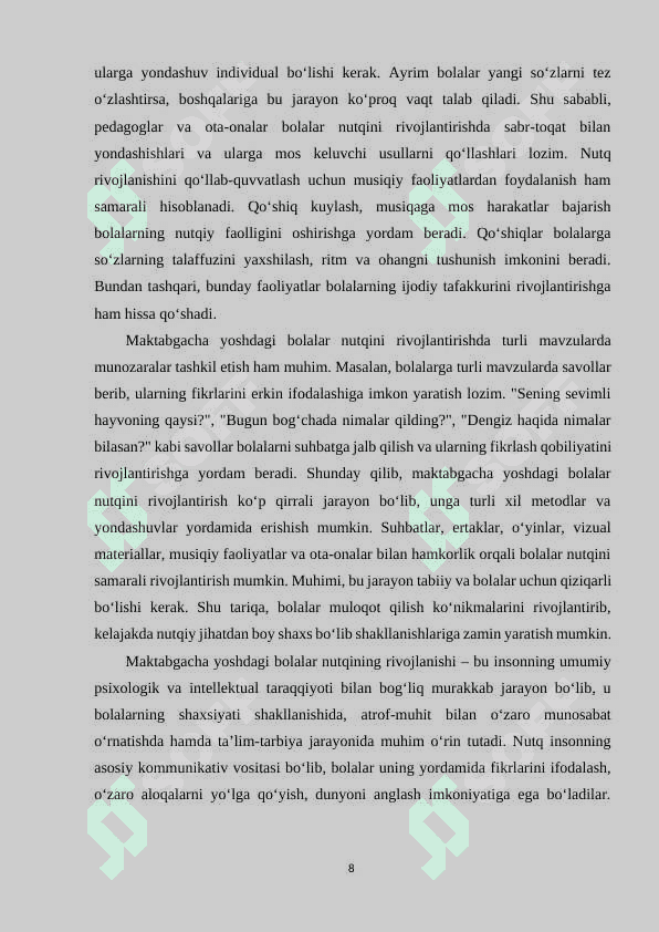 Maktabgacha yoshdagi bolalar nutqini o’stirish vazifalari 7