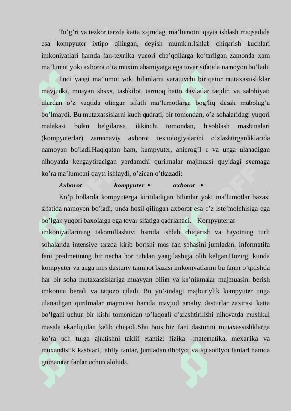 KOMPYUTER ISHLASHINING FIZIK VA MANTIQIY PRINSIPLARI 5